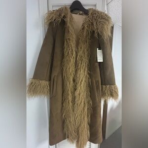 NWT BB Dakota Brown Teddy Jacket with Faux Fur